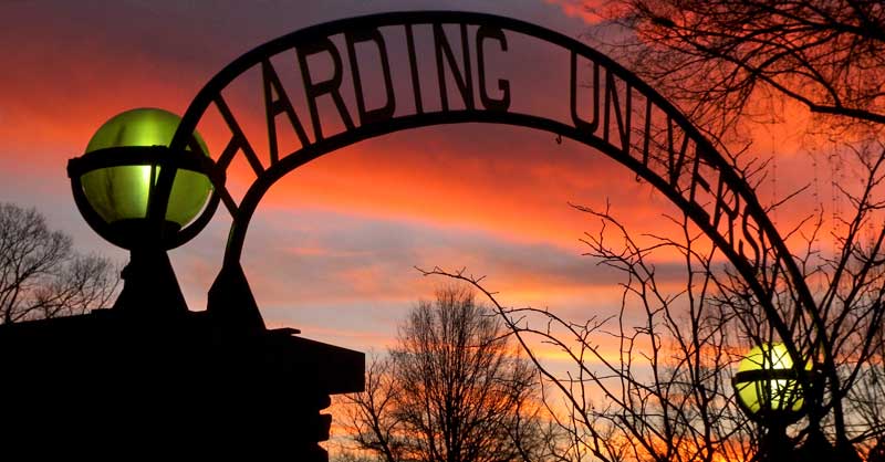 Harding University campus entry sign