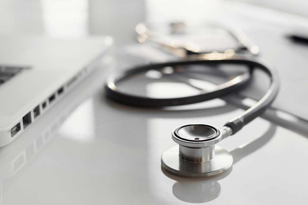 stethoscope sitting on desktop